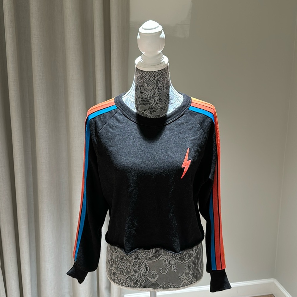 AVIATOR NATION bolt embroidery classic cropped crew sweatshirt